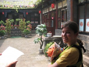 Checking out the lobby of a local Pingyao hotel