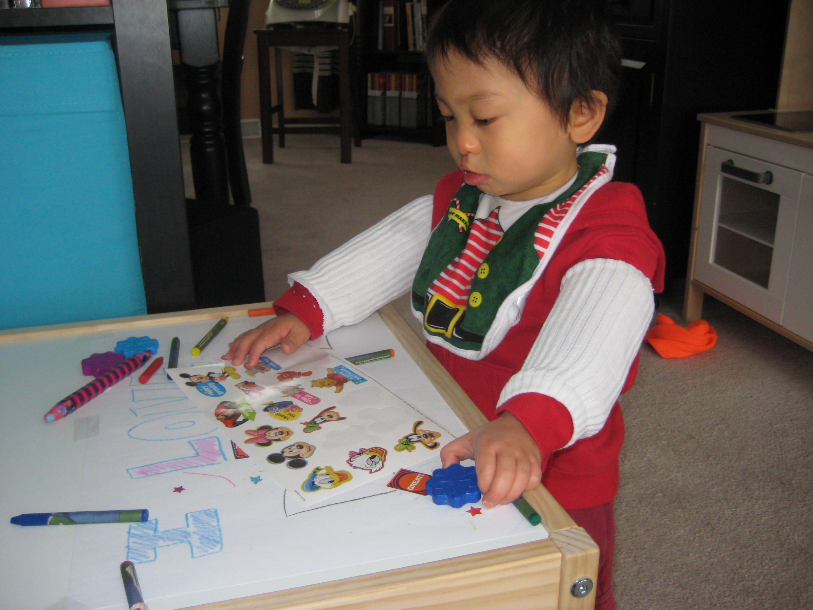 Alexander working on a valentine for his daddy